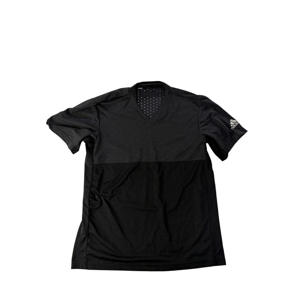 Adidas T-Shirt Mens M Black Climachill Cooling Dots Activewear Athletic V-Neck